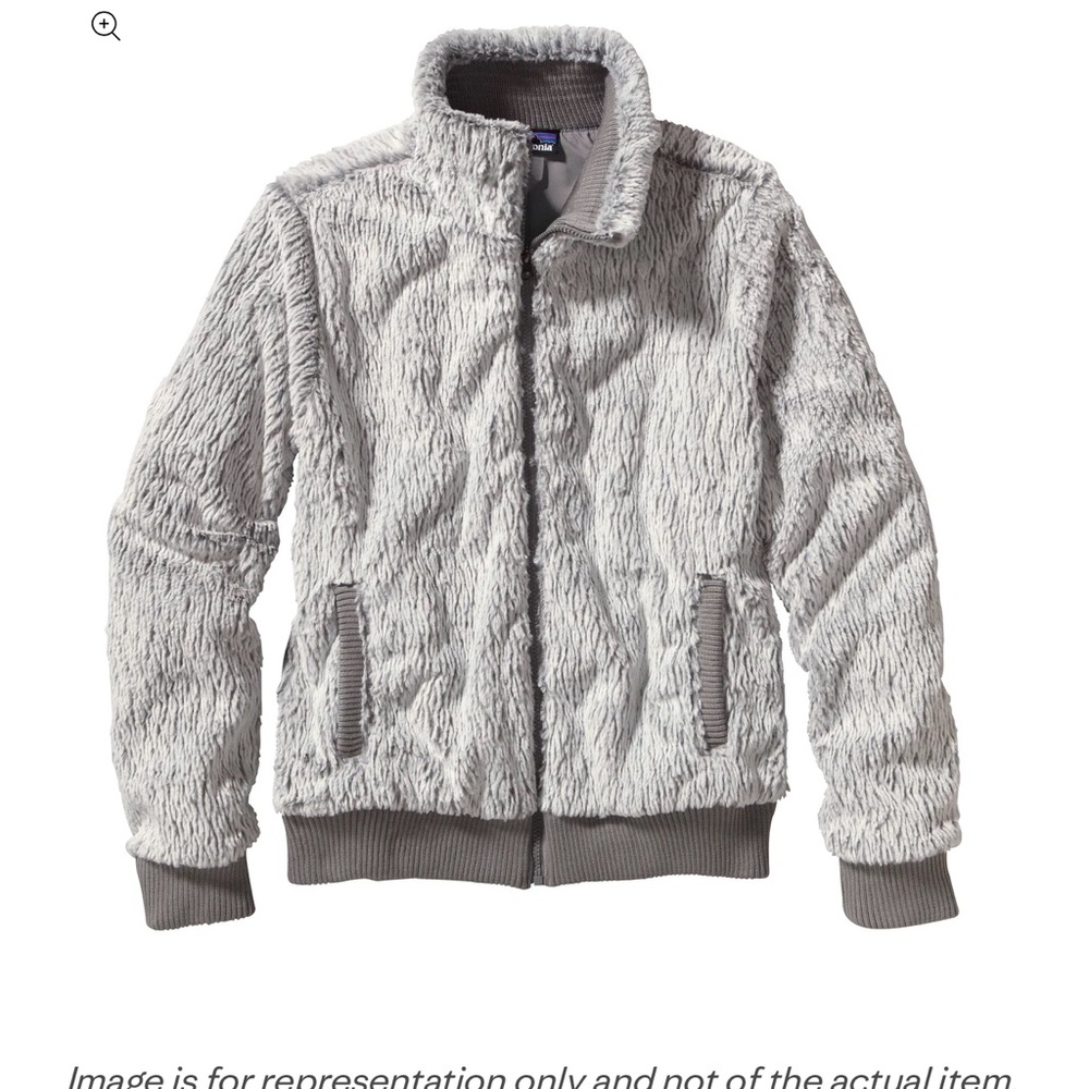 Patagonia Conejo Cozy Light Gray Sherpa Zip Jacket, Women’s M